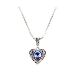 Pendant Necklaces Fashion Jewellery Hollow Out Heart Evil Eye Necklace Blue Eyes Drop Delivery Pendants Dhml7