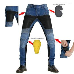 Men's Jeans Punk Motorcycle Leisure Trousers For Men 2023 Outdoor Summer Riding Male Motorpoof Pants With Knee Protect Equipment