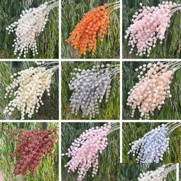 Decorative Flowers Wreaths Plastic Flocking Trigeminal Artificial Plant Wedding Party Decoration Simation 115Cm White Pink Flower Dh6Qi