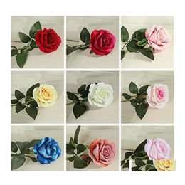 Faux Floral Greenery Single Beautif Rose Peony Artificial Silk Flowers Diy Bouquet Home Party Spring Wedding Decoration Marriage F Dhuw5
