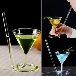 Wine Glasses Vampire Filter Red Glass Long Tail Cocktail Straw Rotating Martini Transparent Cup