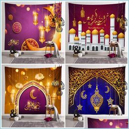 Tapestries Ramadan Tapestry Eid Mubarak Blanket Beach Towel Islam Muslim 150X150Cm Polyester Tv Hanging Home Decoration Drop Delivery Dhoda