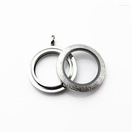 Pendant Necklaces 30mm Stainless Steel Round Floating Locket Sparkling Sliver Color Twist Glass Lockets Screw Po Memory