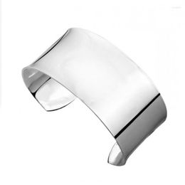 Bangle Silver Plated Bracelet Bangles Glossy Big Bracelets & 30mm Width For Women Jewellery Pulseiras Femme 1Z60CF3