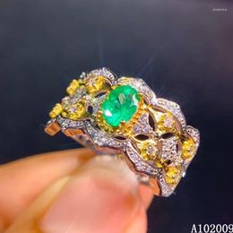 Cluster Rings KJJEAXCMY Fine Jewelry 925 Sterling Silver Inlaid Natural Emerald Ring Luxury Girl's Support Test Selling