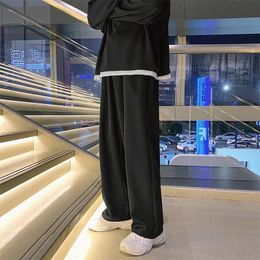 Men's Pants Black Sweatpants Loose Straight Casual Mopping Spring Solid Color Versatile Oversized Wide Leg Sports Trousers 3XL 230131