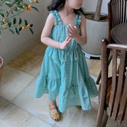 Girl's es Baby Princess New Cotton Plaid Kids for Girls Suspenders Dress Toddler Summer Clothes #5272 0131