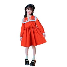 Girl's Girls New Princess Dress Children Spring Cute Doll Collar Kids Elegant Lace Patchwork Dresses #7251