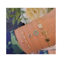 Charm Bracelets Europe Fashion Jewellery Bracelet Set Colorf Diamond Heart Geometry Chain 5Pcs Drop Delivery Dhfze