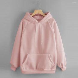 Gym Clothing Winter Sweatshirt Womens Hoodies For Teen Girls Fashion Casual Solid Colour Hooded Pocket Long Sleeve Streetwear