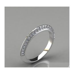 Band Rings Fashion Jewely Forefinger Ring Simple Water Diamond Men Women Drop Delivery Jewellery Dhpa9