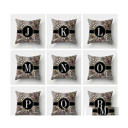 Pillow Case Leopard Pattern Letters Cushion Er Decorative Polyester 45X45Cm Throw Home Decor Drop Delivery Garden Textiles Bedding Su Dhvf8