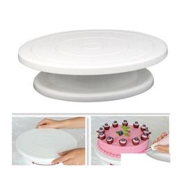 Baking Pastry Tools 28Cm Plastic Cake Turntable Rotating Decorating Cream Cakes Stand Rotary Table Diy Pan Tool Accessories Drop D Dhioh