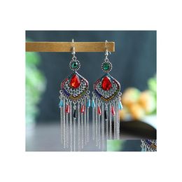 Dangle Chandelier Bohemian Fashion Jewellery Retro Earrings Rhinstone Chain Tassels Drop Delivery Dhosa