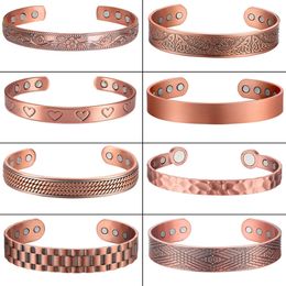 Charm Bracelets Pure Copper Magnetic Bracelet Men Arthritis Adjustable Magnets Women Cuff Therapy Health Energy Bangles Drop / Wholesale 230131