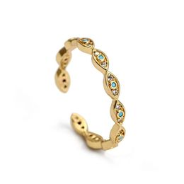 Cluster Rings Fashion Jewelry Evil Eye Ring For Women Copper Blue Geometric Opening Drop Delivery Dh8Oh