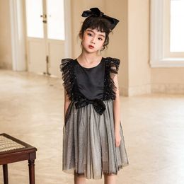 Girl's Teenager Girls Princess Dresses Summer New Black Children Clothing Cute Kids Mesh Patchwork Dress #6851