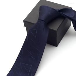 Bow Ties 2023 High Quality Brand Fashion Formal Suit Business Dark Blue 8cm Necktie Wedding Gentlemen Tie For Men With Gift Box