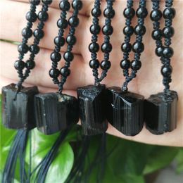 Pendant Necklaces 5pcs A Natural Black Tourmaline Ore Gem Stone Nunatak Energy Chakra Purification