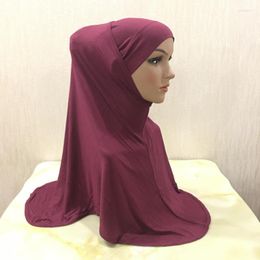 Ethnic Clothing Soft Mercerized Cotton HIJAB Hood Breathable Scarf Women Turban Solid Colour Plain Muslim Two Pieces