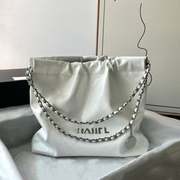 Oil Wax Leather White 22 Shopping White Bags With Pouch Silver Metal Hardwar Matelasse Chain Shoulder Handbags S/L Jumbo/Maxi Outdoor Sacoche Purse 35cm/39cm For Women