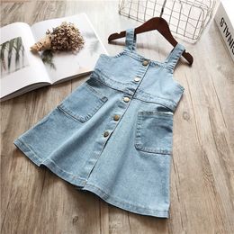 Girl's es 2020 Summer Girls' Sleeveless Denim Wash Strap Princess Dress Baby Clothes Toddler Children's Kids Girls Clothing 0131