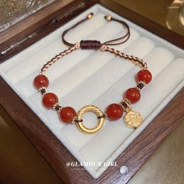 Charm Bracelets 2023 Red Beads Acacia Bean Blessing Bracelet Chinese Style Niche High-end Sense Fashion Temperament