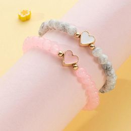 Strand 2Pcs Transparent Exploded Grain Beads Bracelet Girls Love Pendant Charm Adjustable Set Daily Boho Jewellery Gifts
