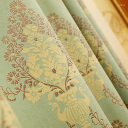 Curtain European Style Curtains For Living DiningRoom Bedroom Luxury Green ChenilleFabric Jacquard Finished ProductCustomization