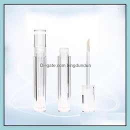 Party Favor 100Pcs Empty Clear 7.8Ml 5.5Ml Lipgloss Tubes Round Transparent Lip Gloss With Wand Drop Delivery Home Garden Festive Su Otevi