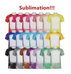 Sublimation Bleached Shirts Heat Transfer Blank Bleach Shirt Bleached Polyester T-Shirts US Men Women Supplies bb0201