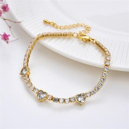 Link Bracelets High Quality White Square Heart Crystal Bracelet Alloy Hand Ornaments Women Accessories Fashion Jewellery Making Design Girl