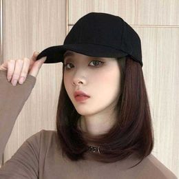 Ball Caps Women Hat Baseball Wigs Hat With Synthetic Hair Party Wig Short Prop Full Straight B1F0 G230201