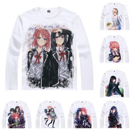 Men's T Shirts Coolprint Anime Shirt SNAFU OreGairu Hamachi T-Shirts Long Sleeve Yukino Yukinoshita Yui Yuigahama Cosplay Motivs Kawaii