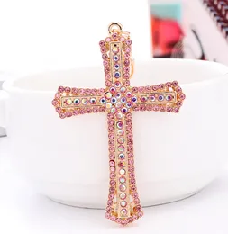 All-match Ornaments Creative Diamond Cross Keychain Wholesale Metal Automobile Hanging Ornament Small Gift