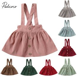 Girl's 2020 Summer Clothing Toddler Kids Baby Girls Party Strap Suspender Gown Solid Overalls Dresses Corduroy Outfits 0131