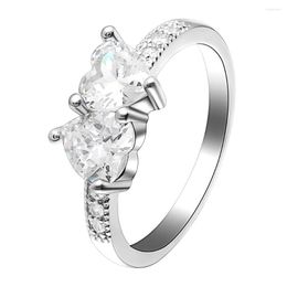 Wedding Rings Elegant Engagement Ring Crystal Love Heart For Women Cubic Zirconia Promise Jewellery Fashion Accessories Gift