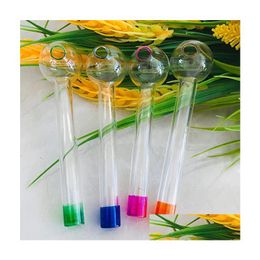 Smoking Pipes Glass Oil Burner Pipe Thick Pyrex Colour Tube Water Hand Hookahs 4 Inch Colorf Nail Bong Burning Green Pink Yellow Blue Dhdyk