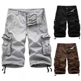 Men's Shorts NEW IN Men's Pure Color Shorts Outdoors Pocket Beach Work Trouser Cargo Shorts Pant High Quality Loose Daily Short Dropship G230131