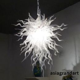 Italy Design Contemporary White Chandelier Lighting Mouth Blown Glass Chandelier American Art Murano Style Glass Pendant Light Flush Mount Chandeliers LR804
