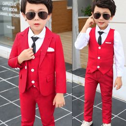 Suits Kids Royal Blue Wedding Suit For Boys Birthday Pography Dress Child Red Blazer School Performance Party Prom Clothing Set 230131