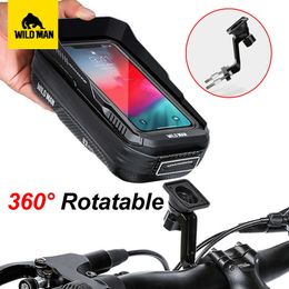 Panniers s WILD MAN 360°Rotatable Bicycle Handlebar Holder 6.9in Waterproof Phone Touchscreen Bag MTB Bike Accessories 0201