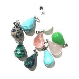 Charms Natural Stone Faceted Waterdrop Pendant Rose Quartz Healing Reiki Crystal Diy Necklace Earrings Women Fashion Jewellery Dhgarden Dhql8