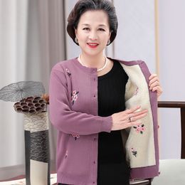 Women's Knits Tees Fdfklak High Quality Cardigans XL-4XL Plus Size Grandma Knitting Sweater Middle-aged And Old Women Sweater Cardigan 230201