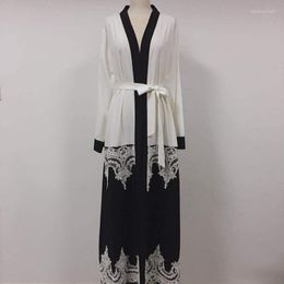 Etnik Giyim S-5XL Moda Sıradan Dantel Nakış Şifon Robe Abaya Türk Dubai Müslüman Robes Arap İbadet Servisi