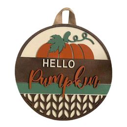 Decorative Flowers & Wreaths Autumn Pumpkin House Number Board Wooden Halloween Family Restaurant Shop Welcome Hanging Sign Home Decorations