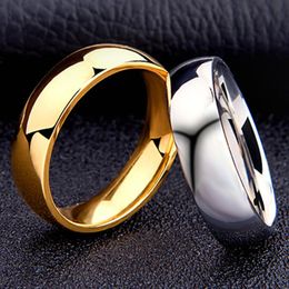 Cluster Rings Fashion Woman 6MM Width Wedding Bands Stainless Titanium Steel Man Finger Gold Men Ring Jewelry Anel J1256