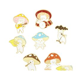 Pins Brooches Cats Concert Lapel Pin Mushroom Enamel Badges Womens On Backpack Mini Hijab Pins Cute Decorative Brooch Drop Delivery Otuwe