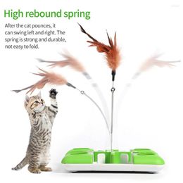 Cat Toys Pet Slow Feeder Foraging Toy With Spring Feather Stick Accessories For Dogs Cats