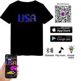 Männer T-Shirts Dropshipping Bluetooth Programmierbares Led T-shirt DJ LED T-shirt Eingebaute Batterie Lauftext Animation Nachricht Matrix Display Y2302